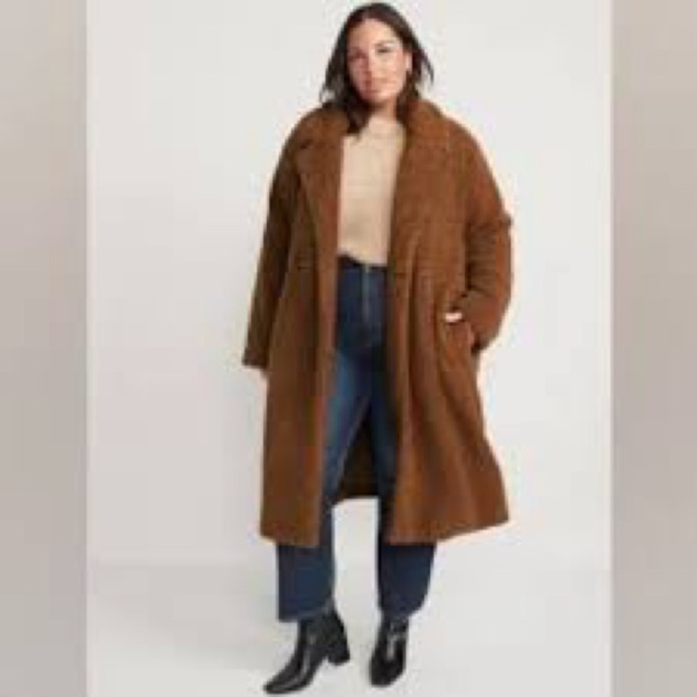 Old Navy #478234 Long Double-Breasted Sherpa Coat NWT | Size XL Tall